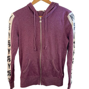 Victoria's Secret Full Zip Long Sleeve Hooded Sweatshirt XS Burgundy Y2K School